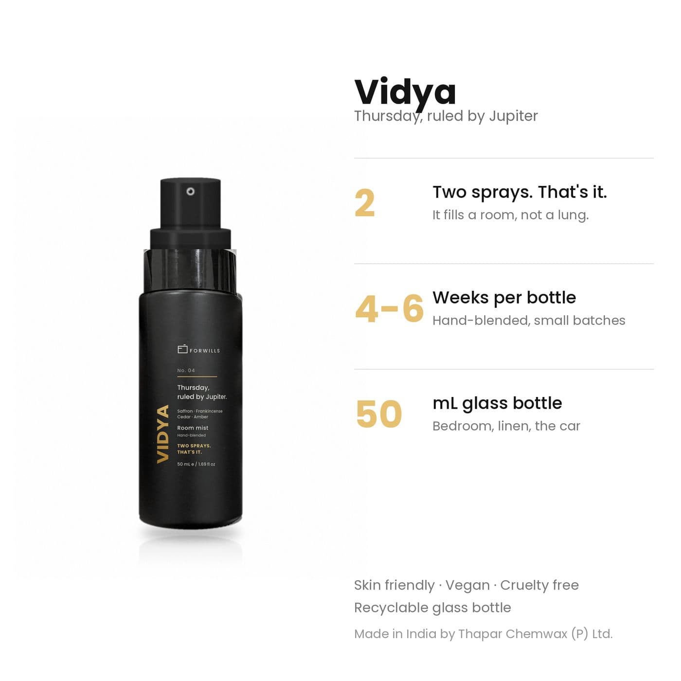 Forwills Vidya Room Mist 50 ml, view 6